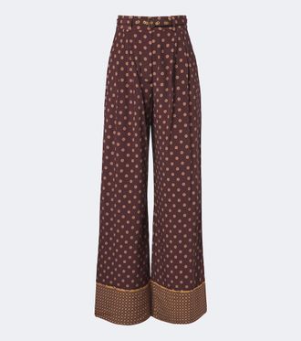 Zimmermann Belted printed wide-leg pants