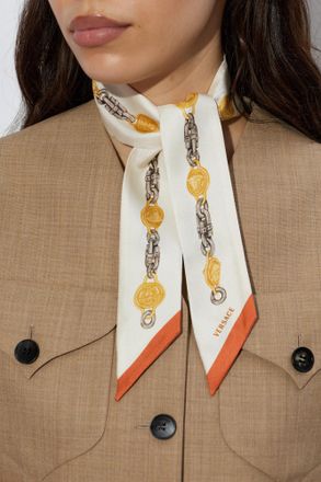Versace Silk Scarf With The Lover Print, Unisex, Cream
