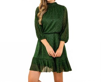 THML Clothing Metallic Muse Dress In Emerald