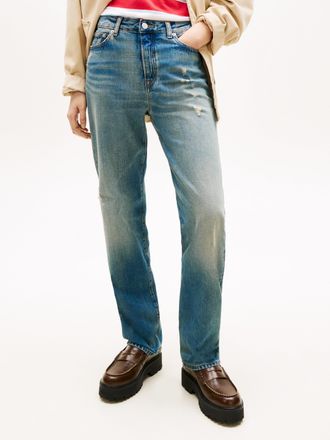 Tommy Jeans Straight-Jeans TOMMY JEANS KIRA MR SLIM STR CBF BJ2032, Damen, Gr. 26, L&auml;nge 32, denim medium, Denim/Jeans, Obermaterial: 100% Baumwolle, unifarben, s