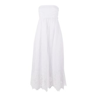 Max Mara Scena Bustier Jurk - Dames - Maxi kleedjes - Wit - S - Katoen - Kleedjes