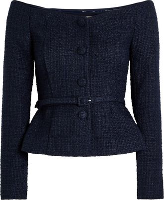 Roland Mouret Off-the-shoulder Boucl&eacute; top - Navy - 16 (UK16 / XL)