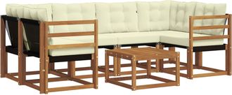 vidaXL Vidaxl Conjunto De Sof&aacute;s De Exterior 7 Uds. Natural Y Crema
