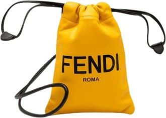 Fendi Pre-owned Bucket Bags, female, Yellow, Size: ONE SIZE Pre-owned Leather Bucket Bag
