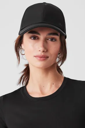 Alo | Satin Off-Duty Cap in Black
