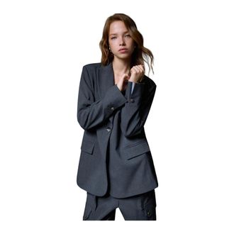 Liu Jo Jassen, Dames, Grijs, M, Leer, Blazer Flanella