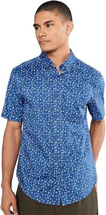 Johnston & Murphy Logan Printed Cotton Short-sleeve Shirt Mens Clothing Navy Flight Paths : 2XL, Cotton/Viscose