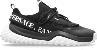 Versace Jeans Couture Sportschoenen met Gedrukt Logo - Heren - Sneakers - Zwart - 44 EU - Leer - Schoenen