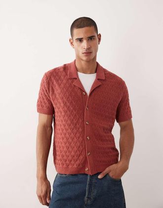 Abercrombie & Fitch Polo a maniche corte in maglia bordeaux-Rosso
