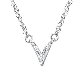 Pompeii3 Diamond V Initial Pendant 18 Necklace 14K White Gold Lab Grown