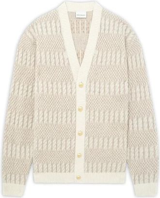 Dr&ocirc;le de Monsieur Bicolor Gevlochten Vest - Heren - Vesten - Beige - S - Wol - Truien & Vesten