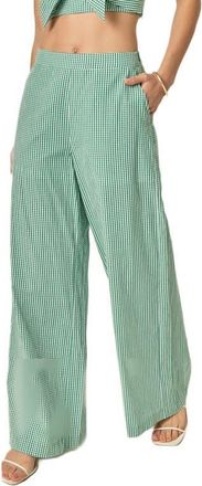 English Factory Check Wide Leg Pants in Kelly Green at Nordstrom, Size X-Small