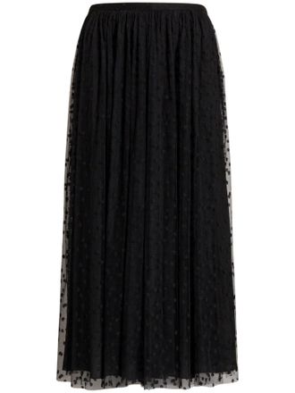 Alberta Ferretti Midi Skirt with Gathered Layers and Polka Dot Sheer Overlay