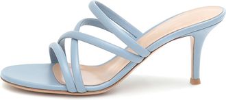 Generic Blue,3.5 UK,Womens Strappy Stiletto High Heel Mules Open Toe Slip On Slide Pumps Slingback Sandals Wedding Prom Party Dressy Shoes