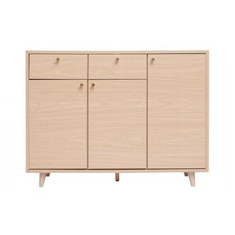 Miliboo Mueble De Almacenaje De Entrada Con Acabado De Roble Claro Y Metal Dorado 110 Cm Silvestre