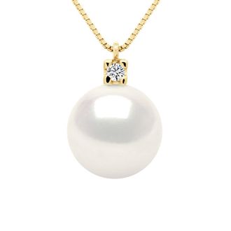 Ateliers Saint Germain Womens Necklace Jewelry 0,02 Cts Yellow Gold and Real Cultured Freshwater Pearl Round 10-11 mm - One Size