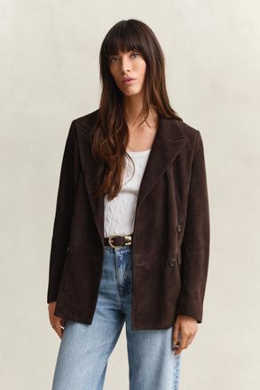 GANT Women Suede Club Blazer (34) DEEP BROWN