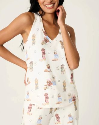 PJ Salvage Ruff On The Range Pajama Tank Top In Ivory