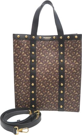 Burberry Black Brown Pvc Leather Tote Bag (Pre-Owned)