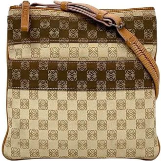 Loewe Pre-owned Cross Body Bags, female, Beige, Size: ONE SIZE Pre-owned Canvas shoulder-bags