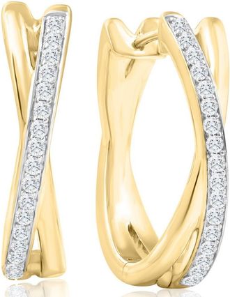 Pompeii3 1/2Ct Diamond Hoops Yellow Gold 10grams Lab Grown 1 Tall Womens Earrings