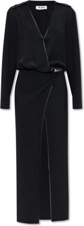 The Attico Jurk met applicatie - Dames - Feestkleedjes - Zwart - S - Satijn - Kleedjes