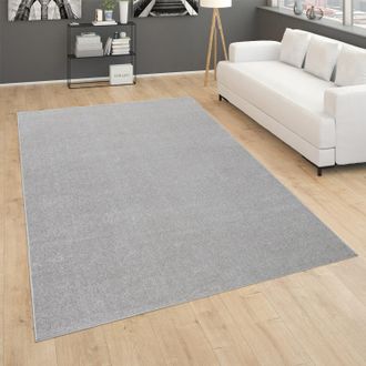 Paco Home Paco Home - Alfombra Sal&oacute;n Lisa Pelo Corto Sencilla Moderna Color Plata 240x340 Cm