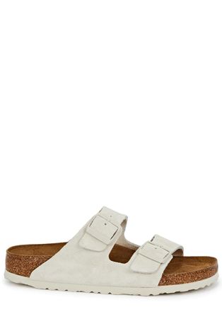 Birkenstock Arizona Suede Sliders - White - 6