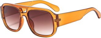 Generic Mens Large Frame Outdoor Sunglasses Womens Sports Commuter Sun Glasses(Orange)