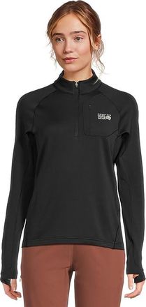 Mountain Hardwear Up Firsttm Tech Fleece Quarter Zip Womens Clothing Black : LG, Elastane/Polyester