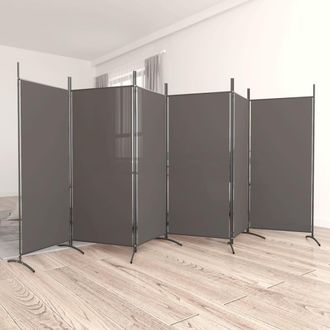 vidaXL Biombo Divisor De 6 Paneles De Tela Gris Antracita 520x180 Cm Vidaxl