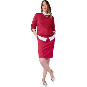 Jessica London Cable Crewneck Sweater in Classic Red at Nordstrom, Size Small