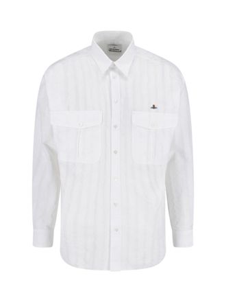 Vivienne Westwood White Achilles Striped Cotton Shirt