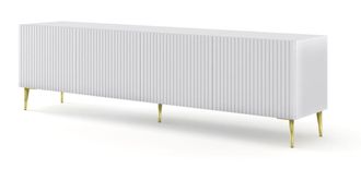 AKL FURNITURE Mueble para TV efecto madera Blanco y Crema LED