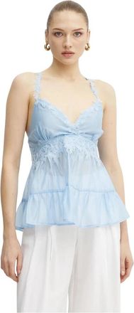 Ermanno Scervino Mouwloze Blouse - Dames - Tops zonder mouwen - Blauw - L - Polyester - Tops