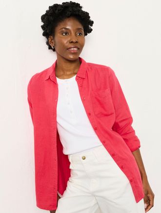 Fat Face FatFace Olivia Dark Pink Regular Linen Shirt