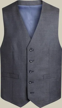 CHARLES TYRWHITT Natural Stretch Twill Suit Waistcoat - Airforce Blue Size w36 by Charles Tyrwhitt
