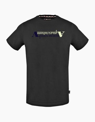 Aquascutum Mens Aquascutum Reflection Logo Black T-Shirt - Size: 36