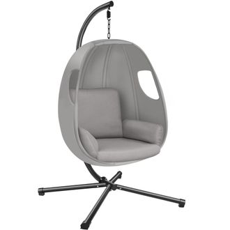 TecTake Silla colgante acero resistente, interior, exterior, gris claro