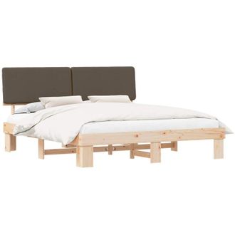 vidaXL Bed Frame with Upholstered Headboard Taupe 200 x 200 cm vidaXL