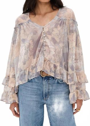 Free People Day Dreaming Blouse Top In Stone-Colored Mixed Colors