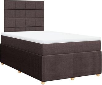 vidaXL Cama Box Spring Con Colch&oacute;n Tela Marr&oacute;n Oscuro 120x190 Cm Vidaxl