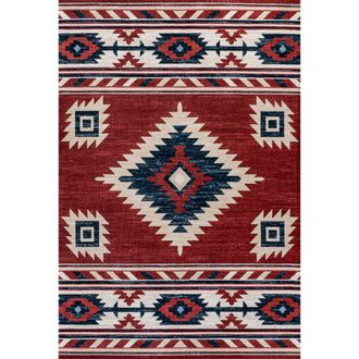 Jonathan Y Designs Serape Medallion Southwestern Area Rug in Red/navy/cream at Nordstrom, Size 2Ft 0In X 8Ft 0In