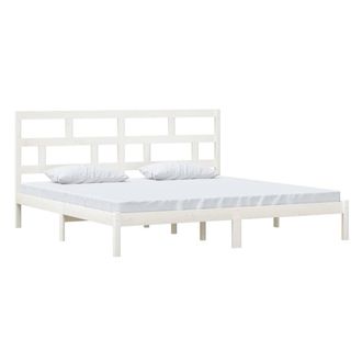Berkfield Home Beautiful Bed Frame White Solid Wood Pine 200x200 cm
