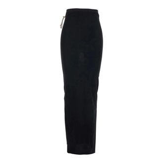 Rick Owens Maxi Skirts, female, Black, Size: S Long Skirt with Side Drawstring