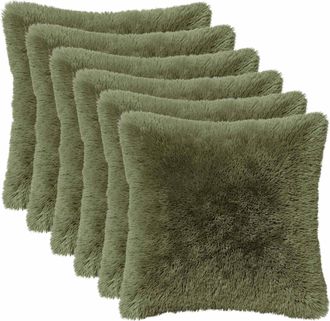 vidaXL Funda De Almohada 6 Pcs Heerlen Verde 30 X 30 Cm Fleece Pv Vidaxl