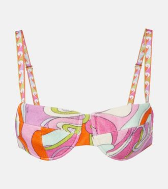 Pucci Orchidee cotton terry bikini top