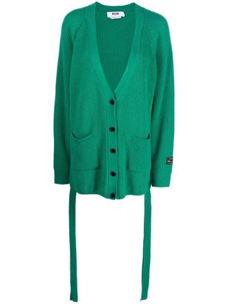 Msgm ribbed-knit wool-blend cardigan - women - Cashmere/Wool - S - Green