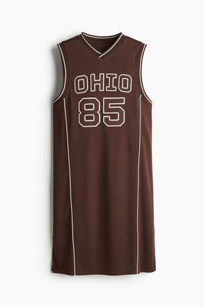 H&M Meshkleid mit Applikation - Dunkelbraun/Ohio