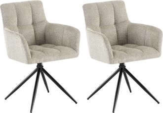 Clp Set de 2 silla de comedor con reposabrazos en tela gris topo